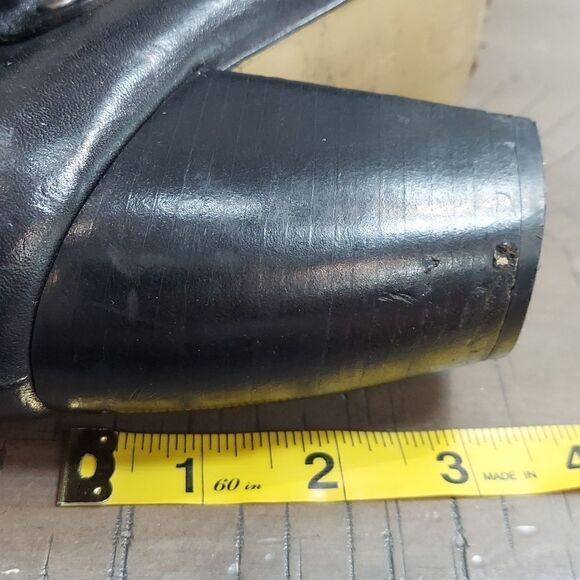 Muxart Black Leather Fold Over Heeled Ankle Booties Sz 39 - Picture 15 of 15